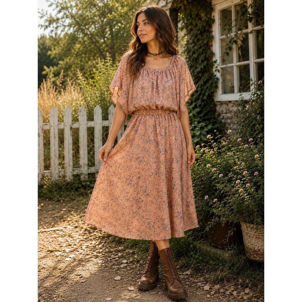 Vintage 1970s JCPenney Fashions Floral Prairie Dress 15/16 Cottagecore Boho